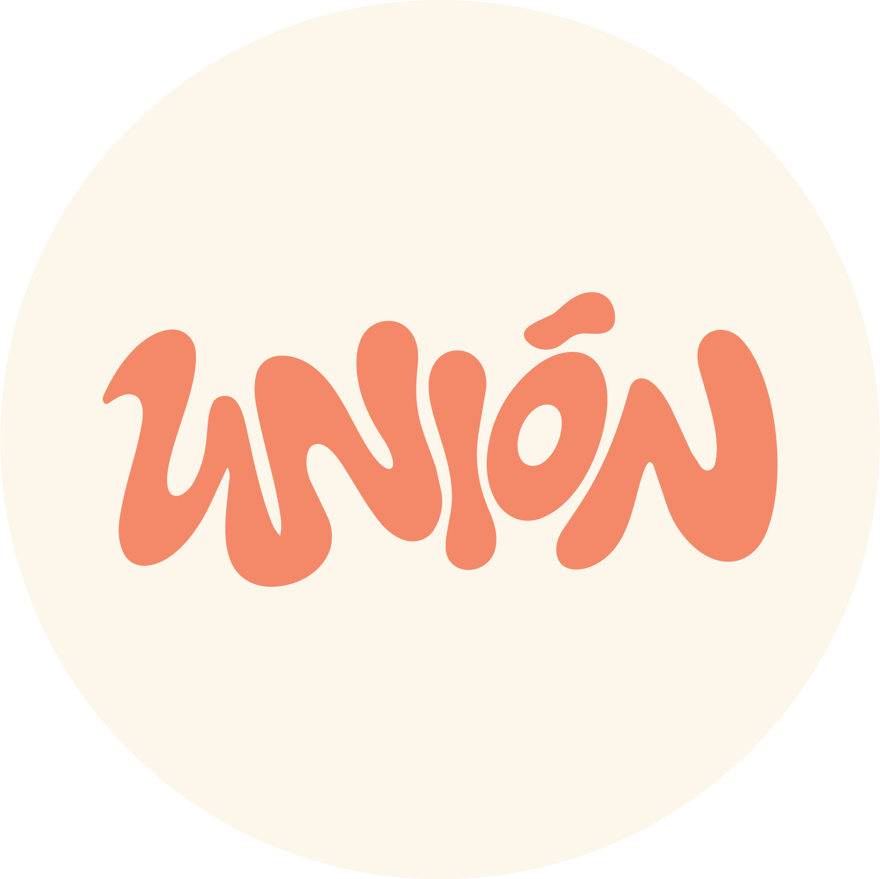 Wordmark, coral on cream