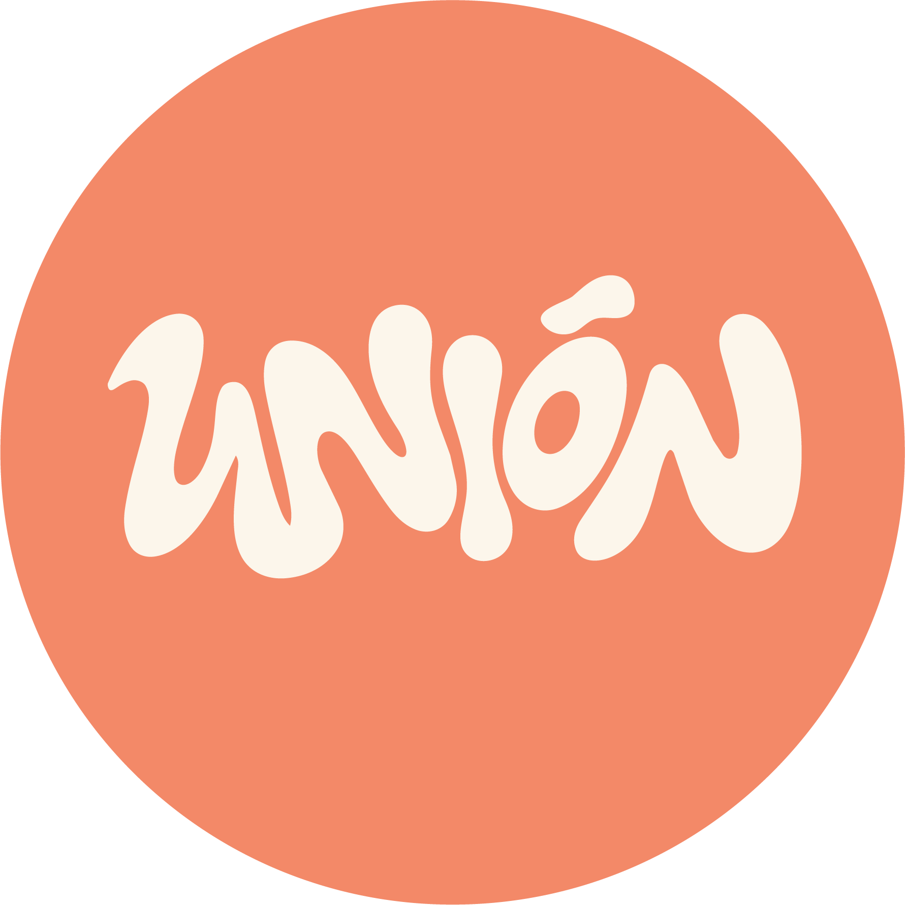 Wordmark, cream on coral