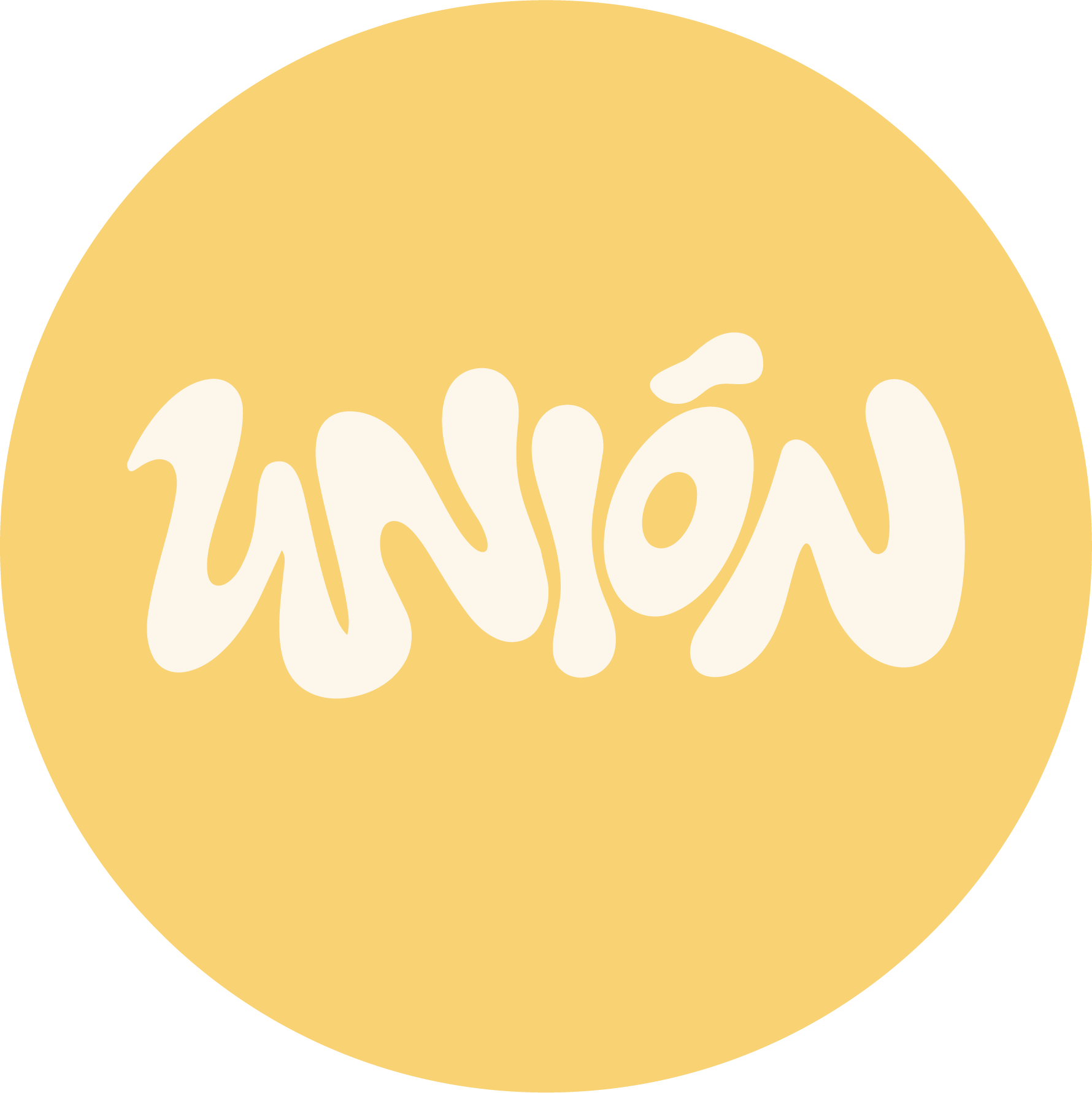 Wordmark, cream on yellow