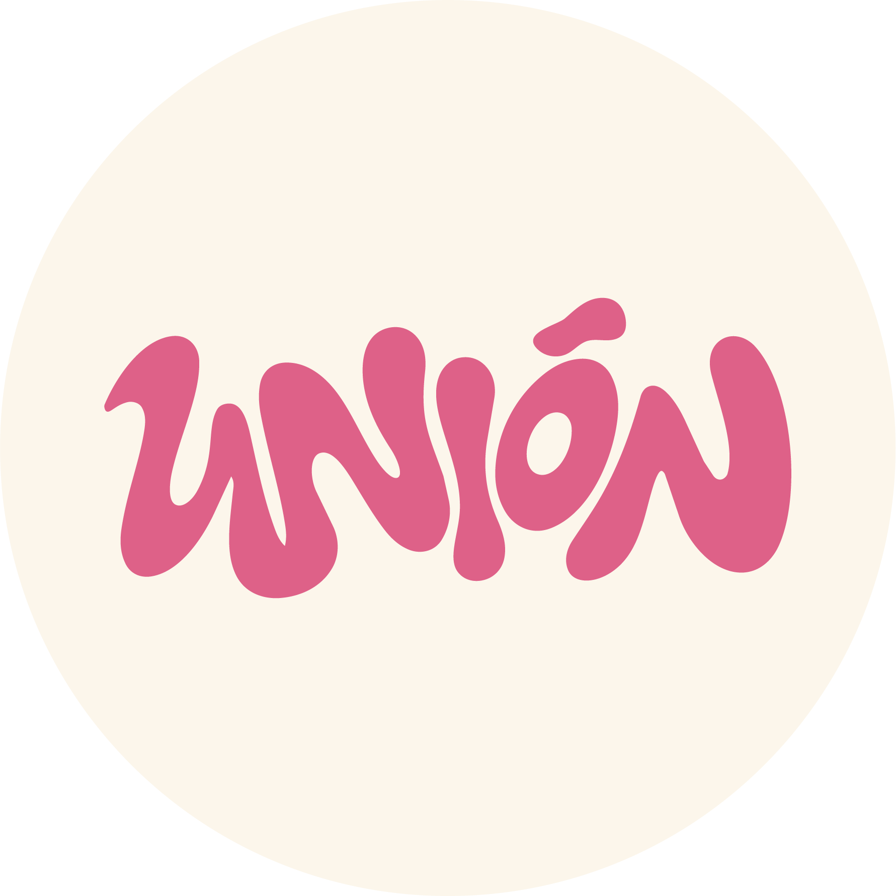 Wordmark, pink on cream