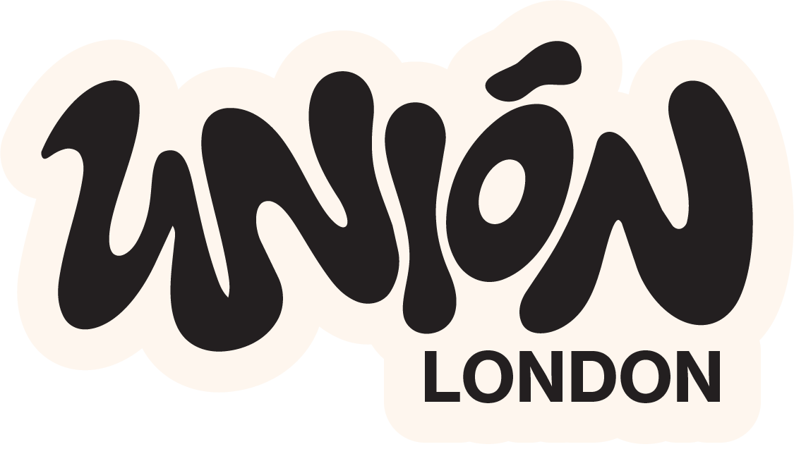 UNIÓN London sticker, black on cream