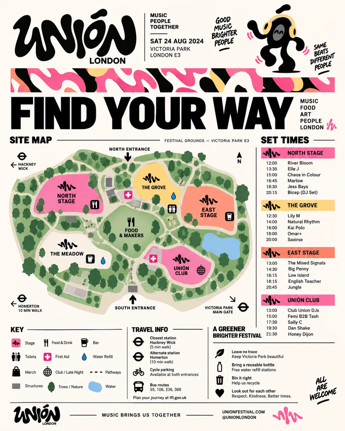 Site map and set times mockup