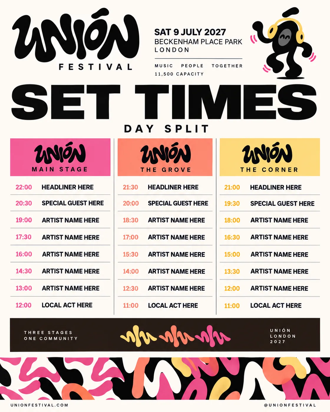 Set times mockup